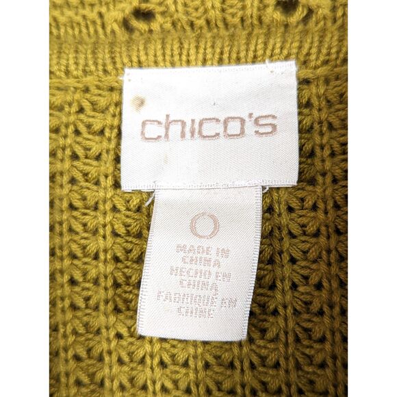 CHICO'S Cottage Boho Pointelle Waffle Knit Cowl Neck Sweater Golden Size 0 (S/4) - Picture 7 of 9